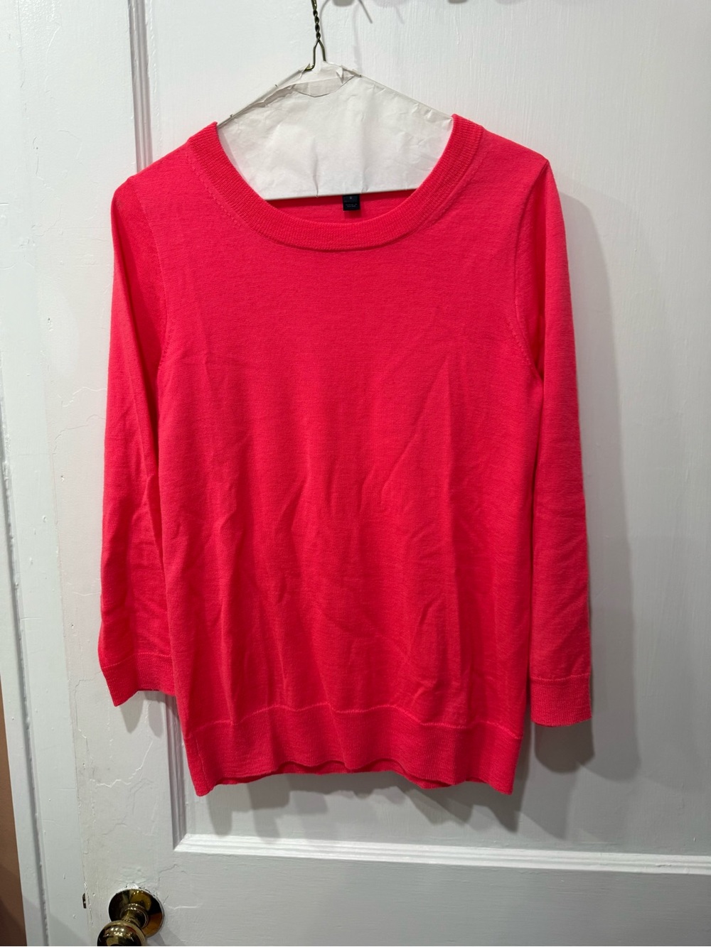 J. Crew Merino Wool Lightweight Crewneck Sweater Bright Neon Pink EUC Size Small